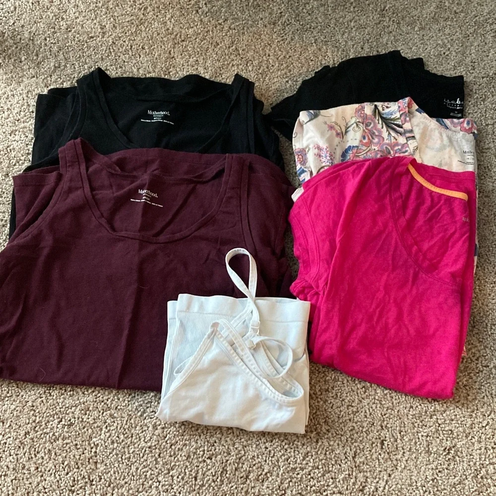 Summer Short Sleeve and Tank Top Cotton Modal Blend Maternity Bundle Sz Medium - Picture 1 of 7